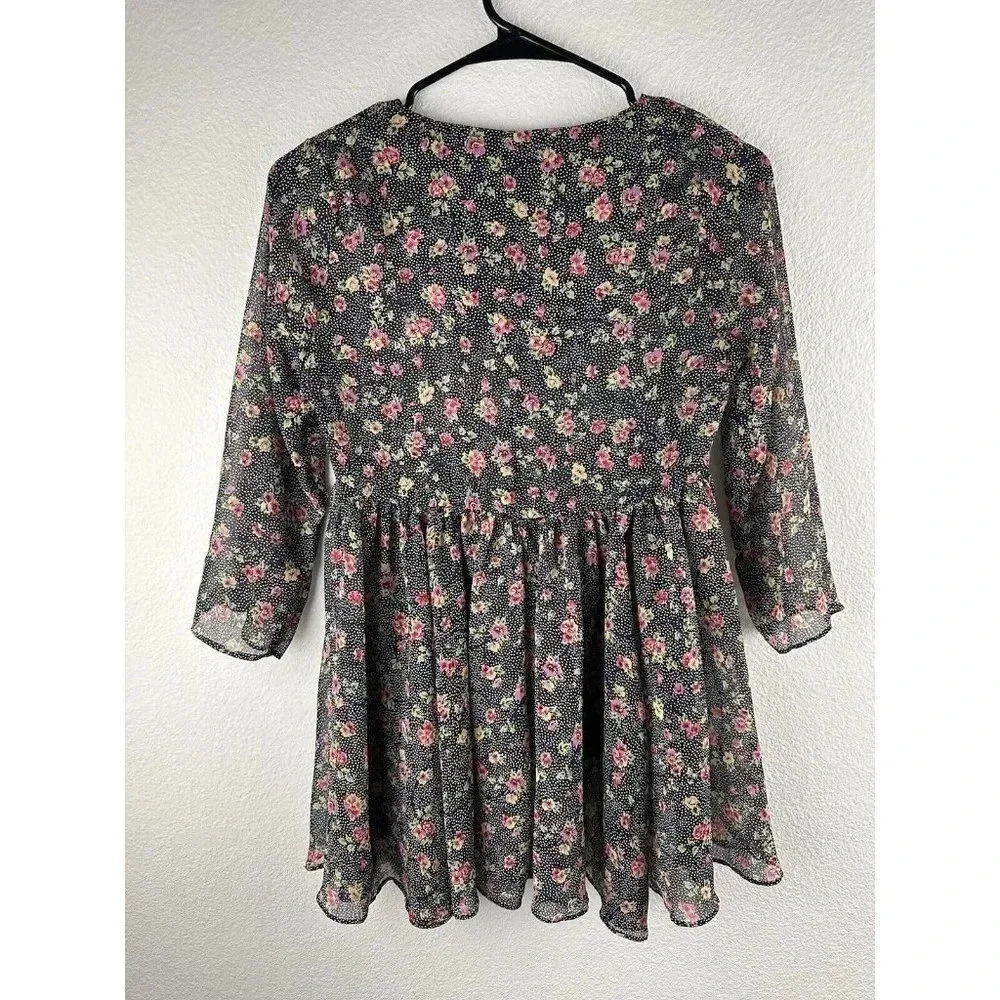 Pins and Needles Boho Multicolor Floral Tunic Babydoll Top Size XS - Picture 3 of 16